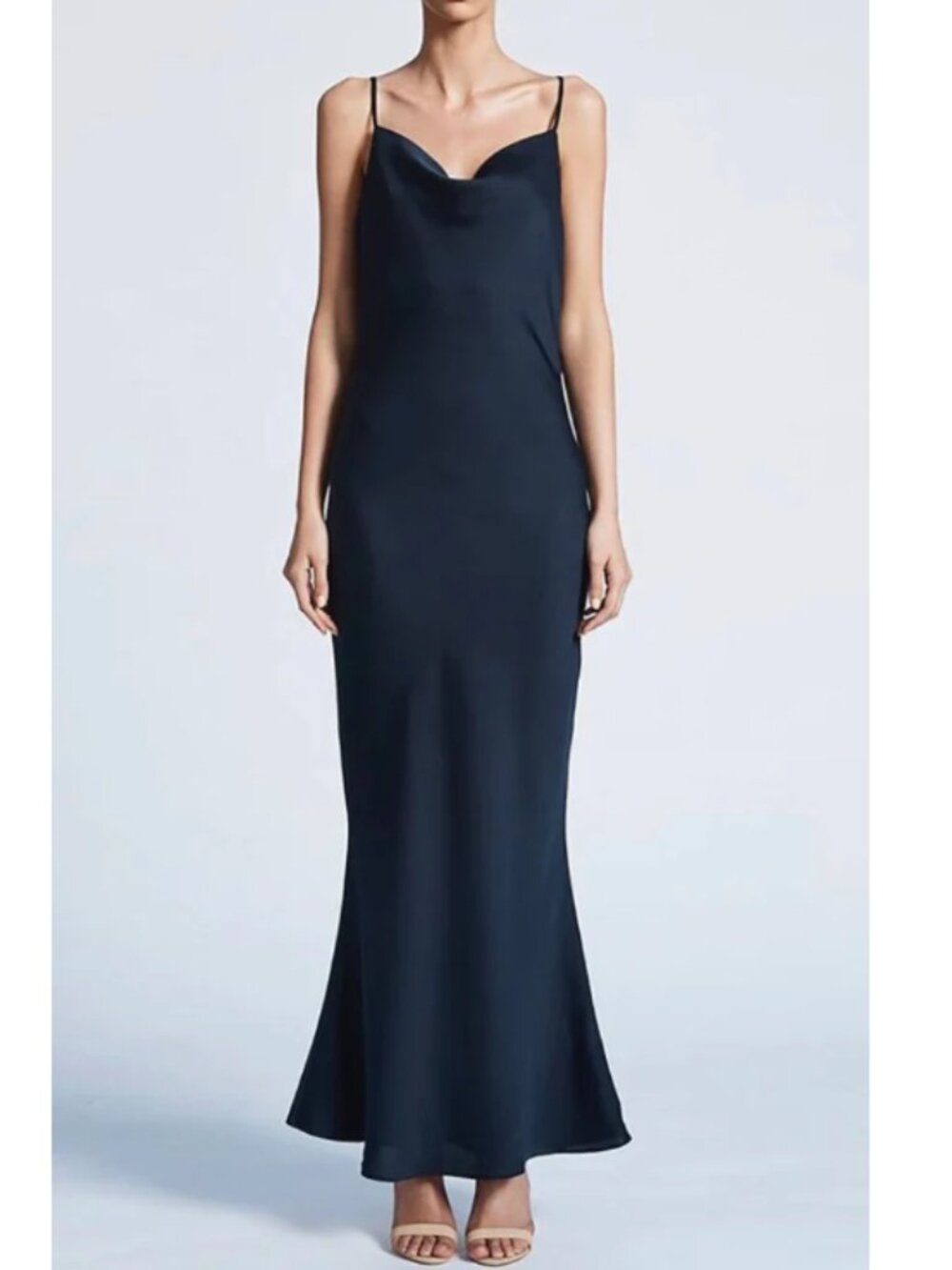 Shona Joy Women's Luxe Bias‎ Cowl Slip Dress Sz 4 Sapphire Blue Navy Maxi Length